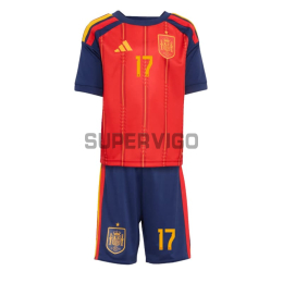 Camiseta Williams Jr 17 España Primera Equipación 2026 Rojo/Azul Niño Kit