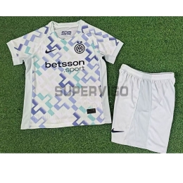 Camiseta Inter de Milan Segunda Equipación 2025/2026 Blanco Niño Kit (EDICIÓN JUGADOR)