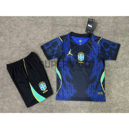 Camiseta Brasil Segunda Equipación Mundial 2026 Azul Niño Kit
