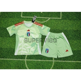 Camiseta Italia Segunda Equipación la EURO Femenina 2025 Niño Kit Verde