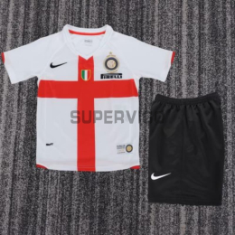 Camiseta Inter de Milan Segunda Equipación Retro 2007/2008 Blanco/Rojo Niño Kit