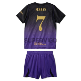 Camiseta FERRAN 7 Barcelona Segunda Equipación 2026/2027 Negro/Morado Niño Kit UCL