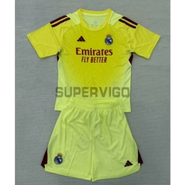 Camiseta de Portero Real Madrid 2025/2026 Amarillo Niño Kit