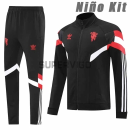 Chandal Manchester United 2024/2025 Niño Negro/Rojo/Blanco