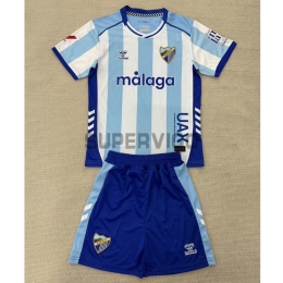 Camiseta Málaga CF Primera Equipación 2025/2026 Azul/Blanco Niño Kit con Parche La Liga