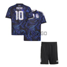 Camiseta Messi 10 Argentina Segunda Equipación Mundial 2026 Azul Niño Kit con FIFA2022