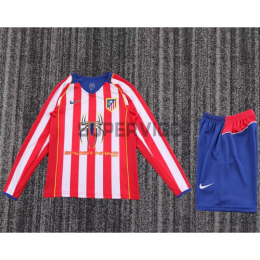 Camiseta Atlético de Madrid Primera Equipación Retro 2004/05 ML Rojo/Blanco Niño Kit