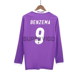 Camiseta BENZEMA 9 Real Madrid Segunda Equipación Retro 2016/17 ML