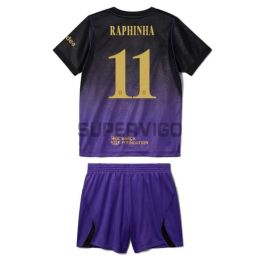 Camiseta RAPHINHA 11 Barcelona Segunda Equipación 2026/2027 Negro/Morado Niño Kit UCL