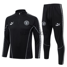 Sudadera De Entrenamiento Manchester City 2025/2026 Kit Negro con Estampado en Manga