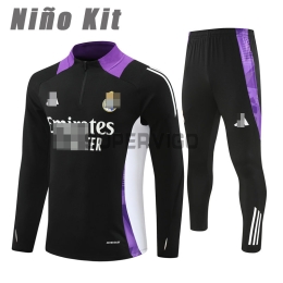 Sudadera de Entrenamiento Real Madrid 2024/2025 Niño Kit Negro/Morado