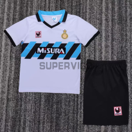 Camiseta Inter de Milan Segunda Equipación Retro 1990/91 Blanco Niño Kit