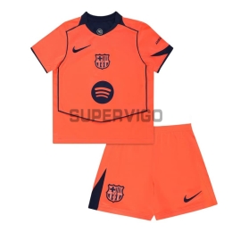 Camiseta Barcelona Tercera Equipación 2025/2026 Naranja Niño Kit