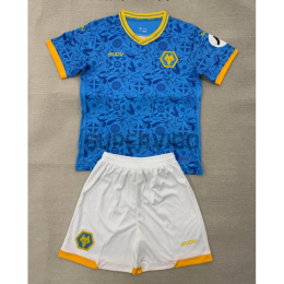 Camiseta Wolverhampton Wanderers Tercera Equipación 2025/2026 Azul Niño Kit
