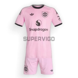 Camiseta de Portero Manchester United 2025/2026 Rosa Niño Kit