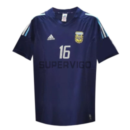 Camiseta Aimar 16 Argentina Segunda Equipación Retro 2002 Azul Marino