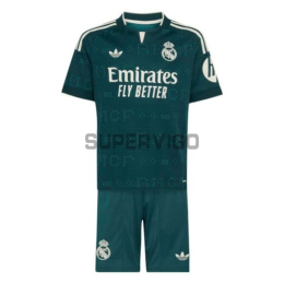 Camiseta Real Madrid Segunda Equipación 2026/2027 Verde Oscuro Niño Kit con Parche HP