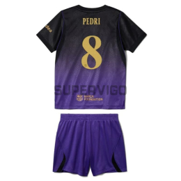 Camiseta PEDRI 8 Barcelona Segunda Equipación 2026/2027 Negro/Morado Niño Kit UCL