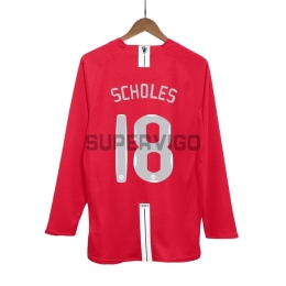 Camiseta SCHOLES 18 Manchester United Primera Equipación Retro 2007/08 ML