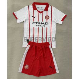 Camiseta Girona Primera Equipación 2025/2026 Blanco/Rojo Niño Kit