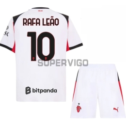 Camiseta RAFA LEÃO 10 AC Milan Segunda Equipación 2025/2026 Blanco Niño Kit