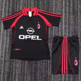 Camiseta AC Milan Tercera Equipación Retro 2000/01 Negro/Rojo Niño Kit