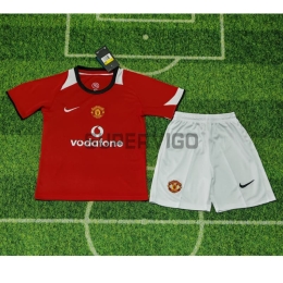 Camiseta Manchester United Primera Equipación Retro 2005/06 Rojo Niño Kit