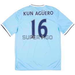 Camiseta KUN AGÜERO 16 Manchester City Primera Equipación Retro 2013/14