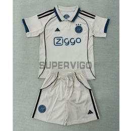 Camiseta Ajax Tercera Equipación 2025/2026 Blanco Roto Niño Kit