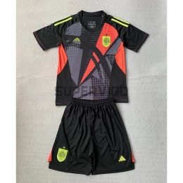 Camiseta De Portero España 2024 Niño Kit Negro