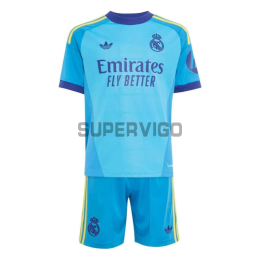 Camiseta de Portero Real Madrid Primera Equipación 2026/2027 Azul Niño Kit con Parche HP