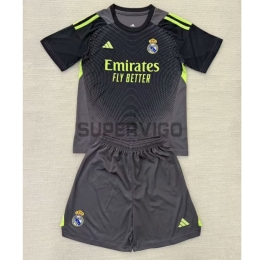 Camiseta de Portero Real Madrid 2025/2026 Negro Niño Kit