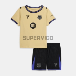 Camiseta Barcelona Segunda Equipación 2025/2026 Oro Niño Kit