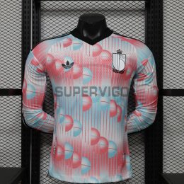 Camiseta Bélgica Segunda Equipación Mundial 2026 ML Rosa/Azul Claro (EDICIÓN JUGADOR)
