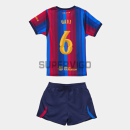 Camiseta GAVI 6 Barcelona Primera Equipación 2026/2027 Rojo/Azul Niño Kit UCL