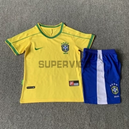 Camiseta Brasil Primera Equipación Retro 1998 Niño Kit
