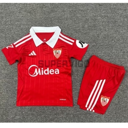 Camiseta Sevilla Segunda Equipación 2025/2026 Rojo Niño Kit con Parche La Liga