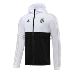 Cortavientos Real Madrid 2023/2024 Con Capucha Blanco/Negro