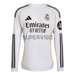 Camiseta Real Madrid Primera Equipación 2025/2026 ML Blanco con Parche HP