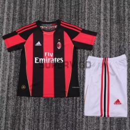 Camiseta AC Milan Primera Equipación Retro 2011/12 Negro/Rojo Niño Kit