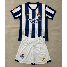 Camiseta Real Sociedad Primera Equipación 2026/2027 Azul/Blanco Niño Kit con Parche La Liga
