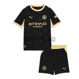 Camiseta Manchester City Segunda Equipación 20262027 Negro Niño Kit