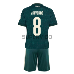 Camiseta VALVERDE 8 Real Madrid Segunda Equipación 2026/2027 Verde Oscuro Niño Kit con Parche HP