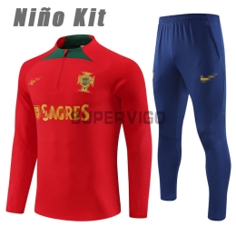 Sudadera de Entrenamiento Portugal 2023 Niño Kit Rojo