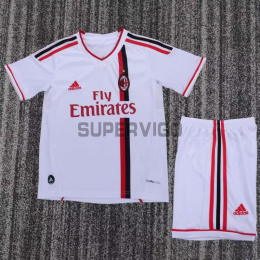 Camiseta AC Milan Segunda Equipación Retro 2011/12 Blanco Niño Kit