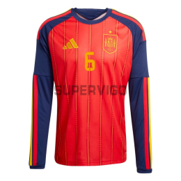 Camiseta Merino 6 España Primera Equipación 2026 ML Rojo/Azul