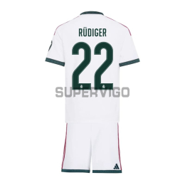 Camiseta RUDIGER 22 Real Madrid Primera Equipación 2026/2027 Blanco Niño Kit con Parche HP