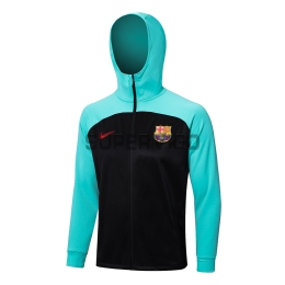 Chaqueta Barcelona 2023/2024 Con Capucha Negro/Azul