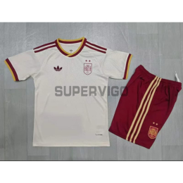 Camiseta España Segunda Equipación Mundial 2026 Blanco/Rojo Niño Kit 2 Estrellas con FIFA2026