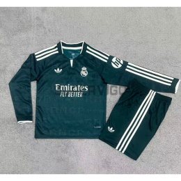 Camiseta Real Madrid Segunda Equipación 2026/2027 ML Verde Oscuro Niño Kit con Parche HP